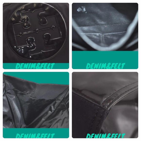 TORY BURCH Black Vintage Ella Nylon Enamel Shoulder Tote Bag/ Shoulder Bag 🖤🖤 - Picture 15 of 16